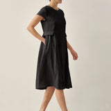 Vestido de verão ALEXA 100% linho natural com decote em V