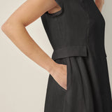 Vestido de verão ALEXA 100% linho natural com decote em V