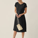 Vestido de verão ALEXA 100% linho natural com decote em V