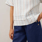 Top com pregas e riscas 100% linho VIA