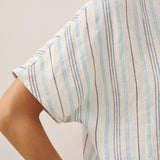 Top com pregas e riscas 100% linho VIA
