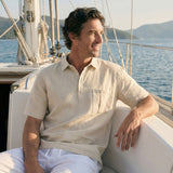 Camisa de Manga Curta em Linho 100% com Gola Polo FREDERICK