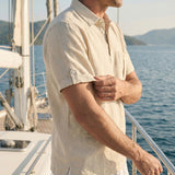 Camisa de Manga Curta em Linho 100% com Gola Polo FREDERICK