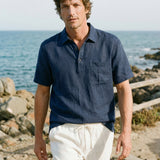 Camisa de Manga Curta em Linho 100% com Gola Polo FREDERICK