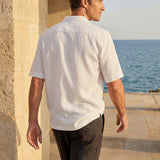 Camisa de Manga Curta em Linho 100% com Gola Polo FREDERICK