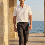 Camisa de Manga Curta em Linho 100% com Gola Polo FREDERICK