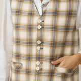 Colete 100% Linho Reversível com Textura Denim e Botões HARPER