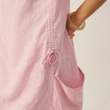 Vestido Midi com Bolsos de Chapa e Gola Redonda em Linho 100% XENA