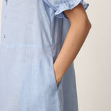 Vestido Midi com Cinto e Babados em 100% Linho LIVARA