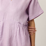 Vestido Midi em Linho 100% com Cintura Esculpida e Mangas Morcego TIVIA