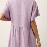 Vestido Midi em Linho 100% com Cintura Esculpida e Mangas Morcego TIVIA