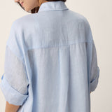 Vestido Maxi de Camisa Casulo MIREN com Gola de Camisa e Punho Dobrado, 100% Linho
