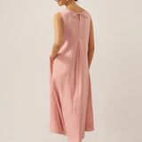 Vestido Maxi Evasê Sem Mangas 100% Linho TARA