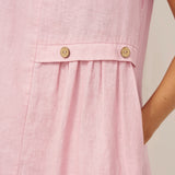 Vestido Midi TINA Sem Mangas em Linho 100% com Pregas Sanfonadas