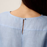 100% Linen Split-Neck Patch-Pocket Midi Dress KALINA