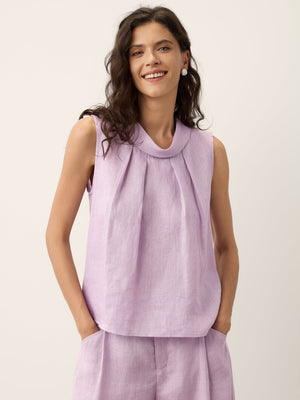 Blusa Sem Mangas com Gola Estruturada 100% Linho BLAIR