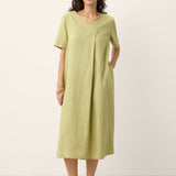 Vestido Maxi Evasê com Decote Transpassado 100% Linho JUDITH