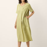 Vestido Maxi Evasê com Decote Transpassado 100% Linho JUDITH