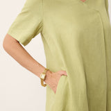 Vestido Maxi Evasê com Decote Transpassado 100% Linho JUDITH