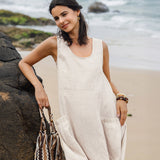 Vestido de Praia em Linho 100% com Balanço GIANA