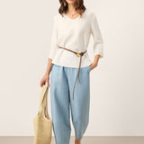 Calças Loretta Cropped com Cordão 100% Linho