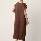 Vestido Maxi em Linho 100% com Torção na Cintura e Racha LYNETTE
