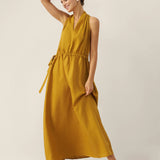Vestido Maxi Alças em V 100% Linho BETH