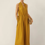 Vestido Maxi Alças em V 100% Linho BETH