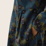 Vestido Midi com Decote Barco, Franzido e Padrão em Algodão 100% Orgânico CRESSIDA