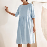 Vestido Midi Evasé em Linho 100% VALENCIA