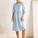 Vestido Midi Evasé em Linho 100% VALENCIA
