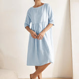 Vestido Midi Evasé em Linho 100% VALENCIA