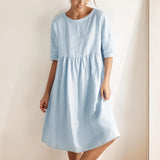 Vestido Midi Evasé em Linho 100% VALENCIA