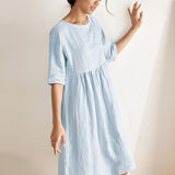 Vestido Midi Evasé em Linho 100% VALENCIA
