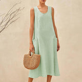 Vestido de Praia em Linho 100% com Balanço GIANA