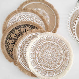 Nordic Woven Jute Placemat Round Fringe Decorative Heat-Resistant Mat