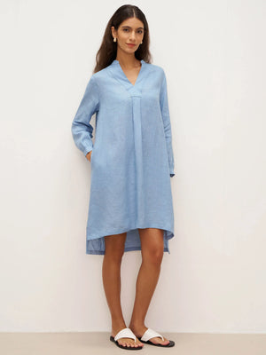 Vestido Camiseiro com Decote em V 100% Linho JADEN