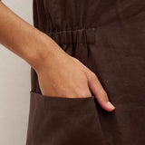 Vestido Midi EVELINA com Bolsos e Decote em V, 100% Linho