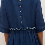 Vestido Midi JASMINE com Cordão e Cintura Plissada em Linho 100%