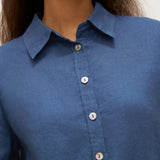 Camisa de Linho de Botões à Frente com Bainha Prolongada JOVAN