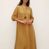 Vestido Midi DIXIE em Linho 100% com Cintura Ajustável e Corte em A