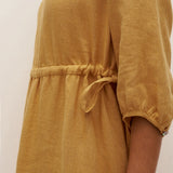 Vestido Midi DIXIE em Linho 100% com Cintura Ajustável e Corte em A