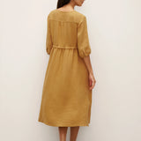 Vestido Midi DIXIE em Linho 100% com Cintura Ajustável e Corte em A