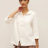 Camisa 100% Linho com Gola Peter Pan e Manga 3/4 ASTRID