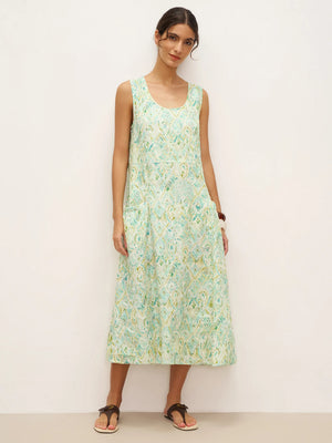 Vestido de alças com estampa floral em linho 100% LORRAINE