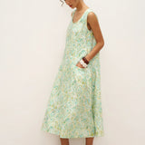 Vestido de alças com estampa floral em linho 100% LORRAINE