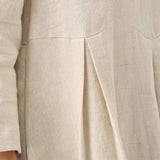 Vestido Maxi Plissado Gola Bateau 100% Linho ABIGAIL