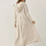 Vestido Maxi Pullover com Capuz em Linho 100% REBECCA