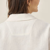 Camisa ORENDA de Manga Curta com Botões, 100% Linho