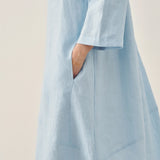 Vestido Midi de Linho 100% com Decote Bateau BROOKE
